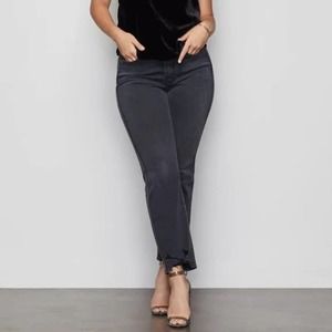 Good American Good Straight Destroyed Hem Straight Leg Jeans In Black 077 Sz 6